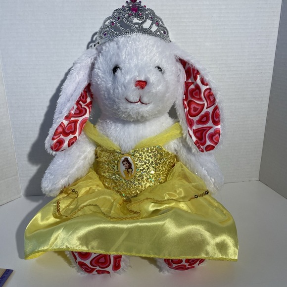 Build A Bear Other - Build a Bear BAB Heart Pawlette Rabbit 16" White Sparkle Bunny With Disney Dress